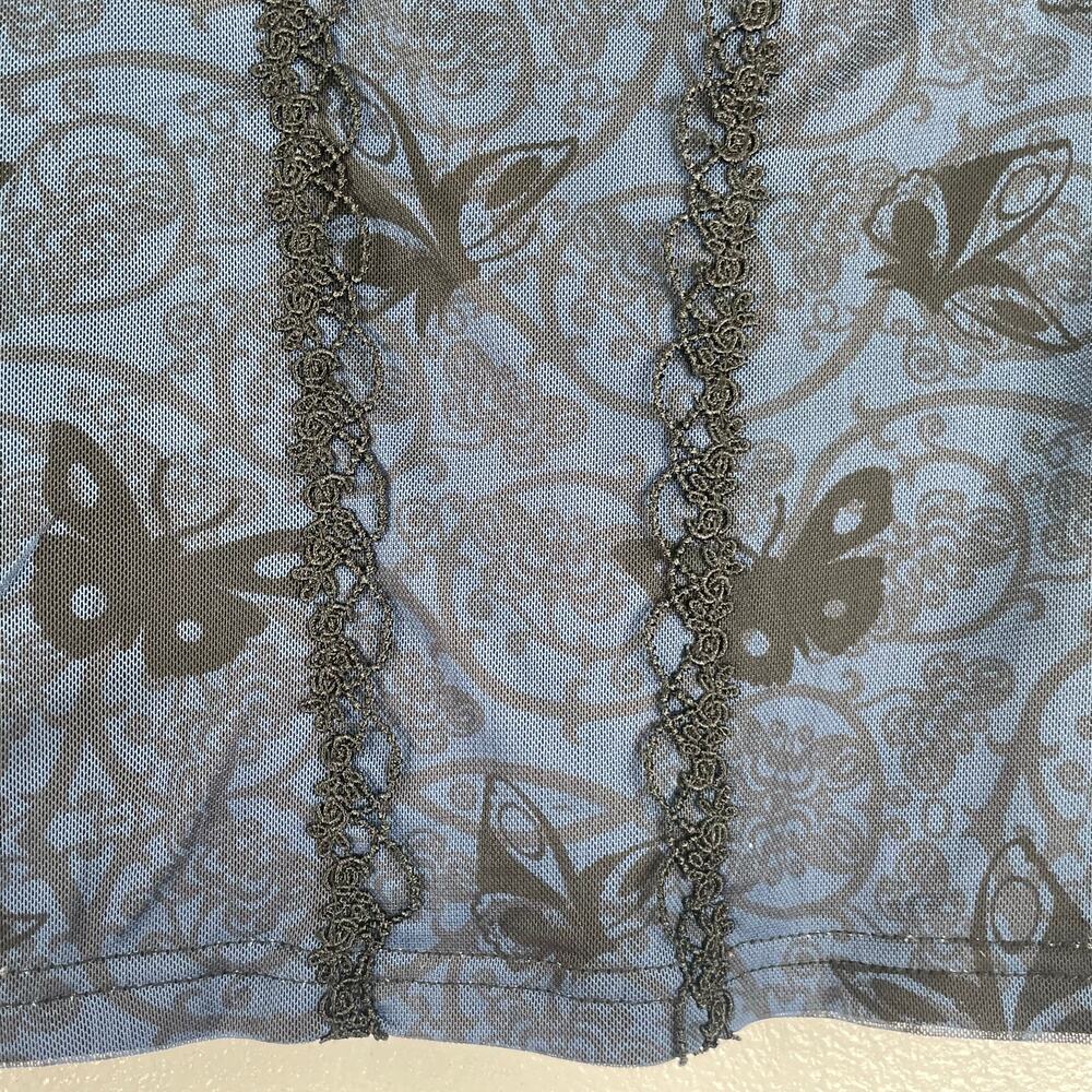 Tim Burton's Corpse Bride Romwe Black Blouse sheer butterfly Medium Whimsigoth - Picture 4 of 15